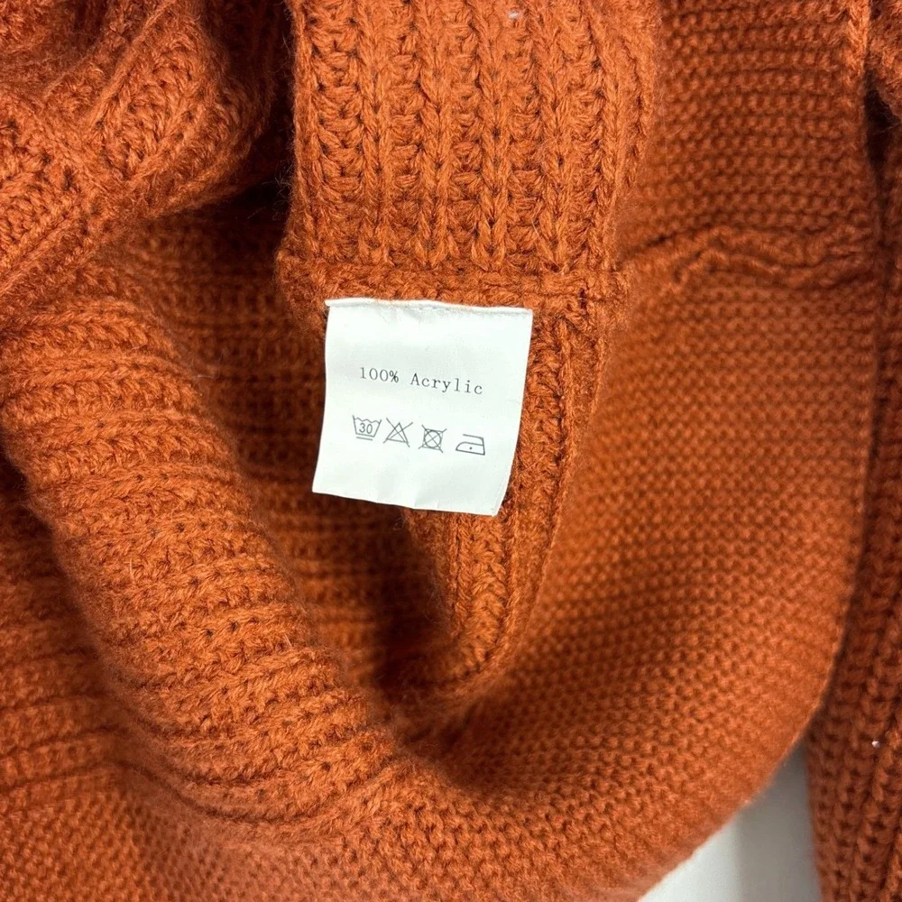 Kojooin Button Front Cardigan Women's Small Rust Knit Sweater‎ Casual Cozy Fall